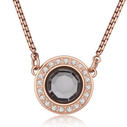 Collana rosa serie Luna con cristallo grigio