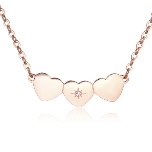 Collana rosa serie Trio con cuori