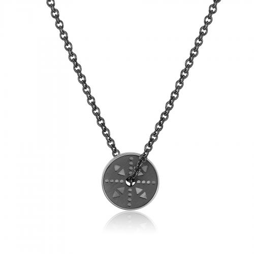 Collana nera serie Hoop con elemento circolare acciaio/nero