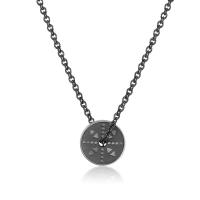 Collana nera serie Hoop con elemento circolare acciaio/nero