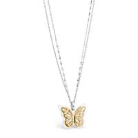 Collana doppia serie Mariposa con farfalla  acciaio / oro