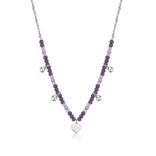 Collana serie Glint con sfere viola e cuore