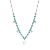 Collana serie Glint con sfere verdi e quadrifoglio