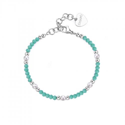 Bracciale serie Glint con sfere verdi e perle