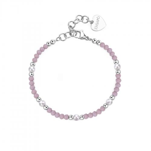 Bracciale serie Glint con sfere rosa e perle