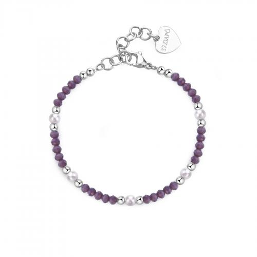 Bracciale serie Glint con sfere viola e perle