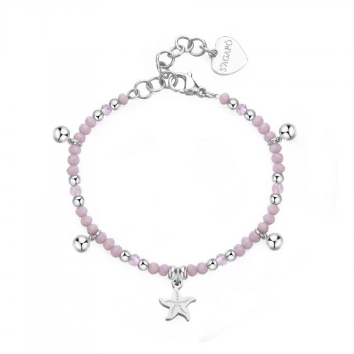 Bracciale serie Glint con sfere rosa e stella marina