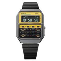 Orologio vintage con calcolatrice, nero/giallo