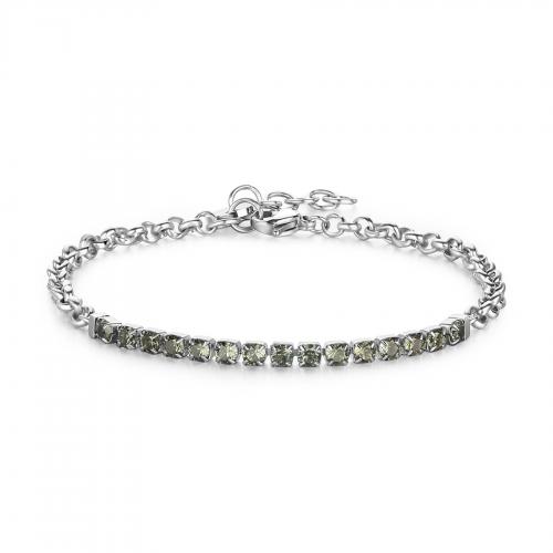 Bracciale serie Tricky con cristalli verdi