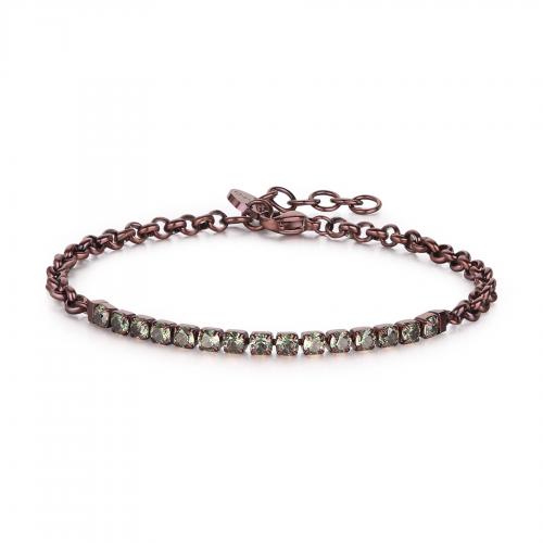 Bracciale bronzato serie Tricky con cristalli verdi