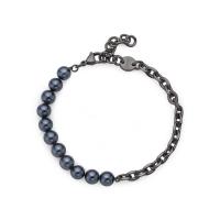 Bracciale nero serie Atlas con perle nere