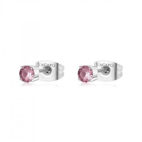 Orecchini serie Dazzly con zirconi rosa 3mm.