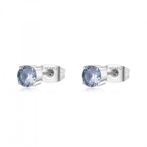 Orecchini serie Dazzly con zirconi azzurri 5 mm.