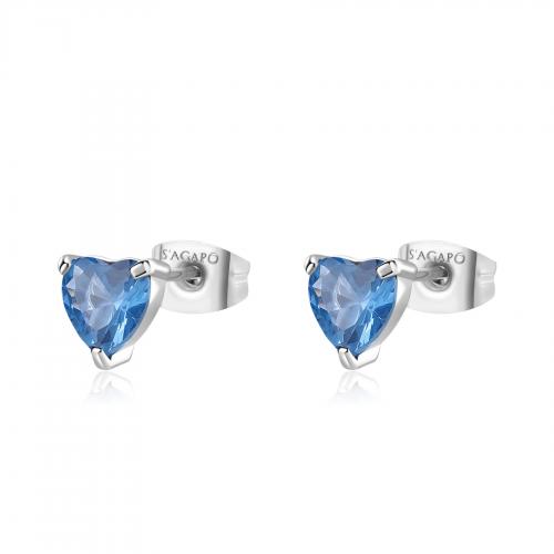 Orecchini serie Dazzly con cristallo a cuore blu 6,5 mm.