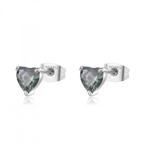 Orecchini serie Dazzly con cristallo a cuore verde 6,5 mm.