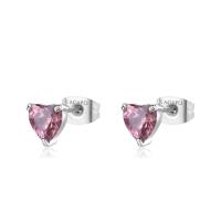 Orecchini serie Dazzly con cristallo a cuore rosa 6,5 mm.