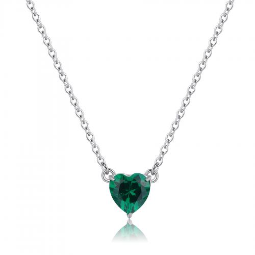 Collana serie Dazzly con cuore verde smeraldo