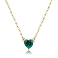 Collana dorata serie Dazzly con cuore verde smeraldo