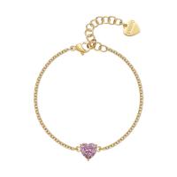 Bracciale dorato serie Dazzly con cuore rosa