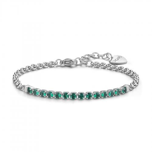 Bracciale serie Dazzly con sezione snodata con cristalli verde smeraldo