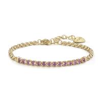 Bracciale dorato serie Dazzly con sezione snodata con cristalli rosa