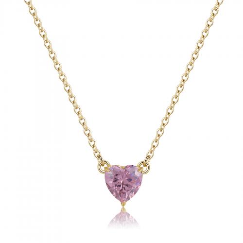 Collana dorata serie Dazzly con cuore rosa