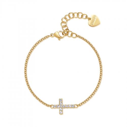 Bracciale dorato serie Dazzly con croce centrale