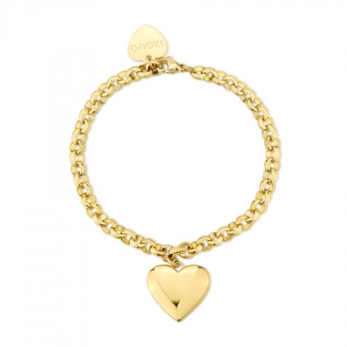 Bracciale dorato serie Stellar con ciondolo a cuore