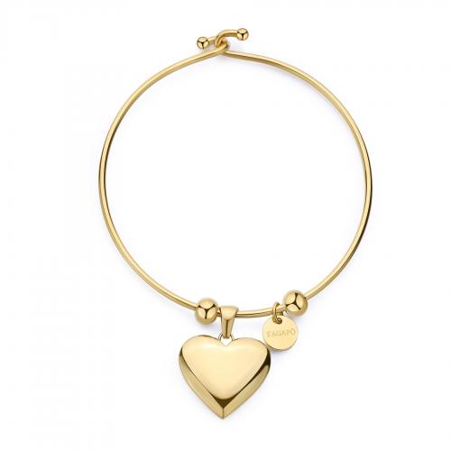 Bracciale rigido dorato serie Stellar con cuore