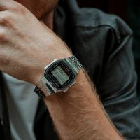 Orologio digitale con contapassi, Bluetooth, cinturino acciaio