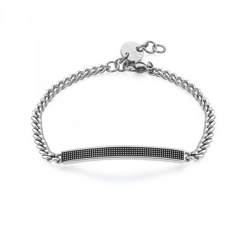 Bracciale serie Proud con piastra con smalto nero