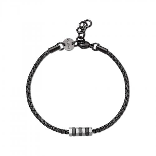 Bracciale serie Ripple nero con elemento centrale esagonale