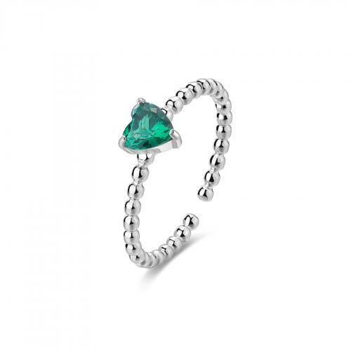 Anello serie Dazzly con cristallo a cuore verde