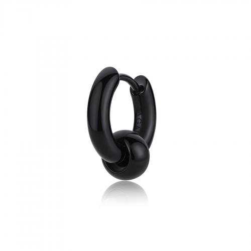 Orecchino ad anello PVD nero serie Rogue con elemento scorrevole