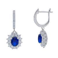 Orecchini pendenti con cubic zirconia e cristallo blu