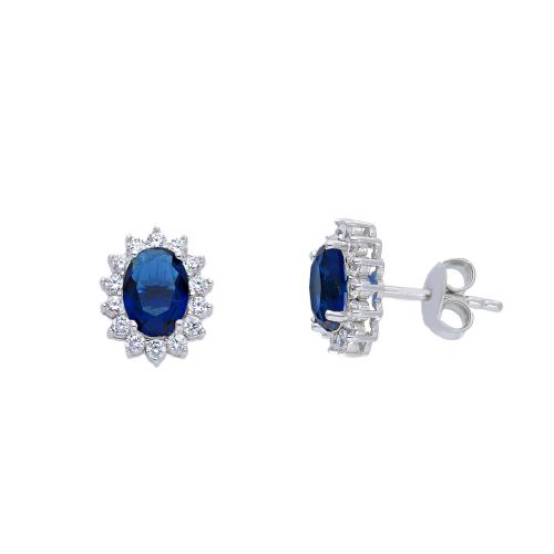 Orecchini con cubic zirconia e cristallo blu