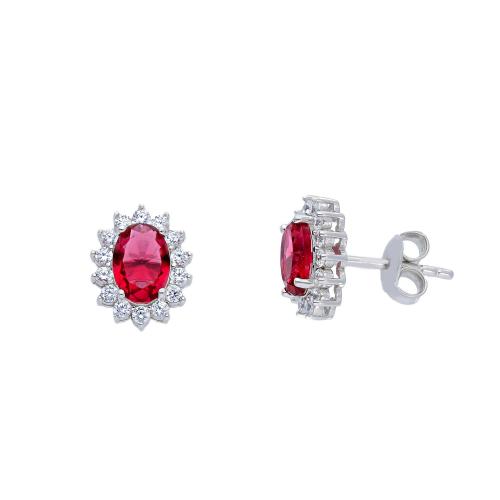 Orecchini con cubic zirconia e cristallo rosso