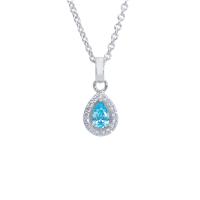 Collana in argento con ciondolo a goccia con cristallo azzurro e cubic zirconia