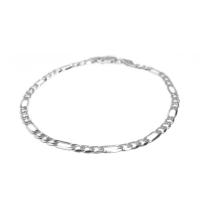 Bracciale 3+1 in argento 3,9 mm, 21 cm.