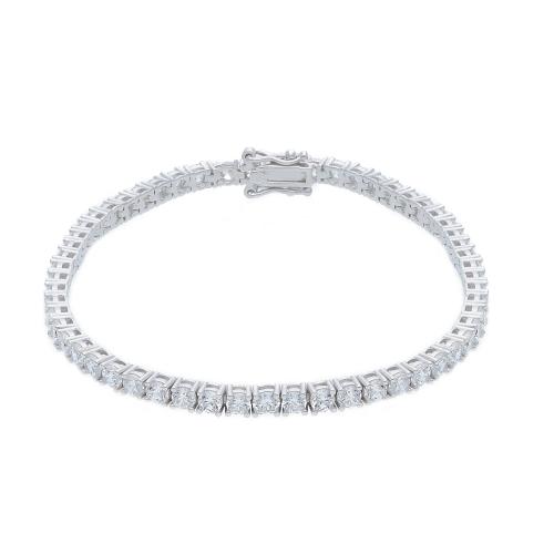 Bracciale tennis in argento con cubic zirconia, 3,2 mm., 19 cm.