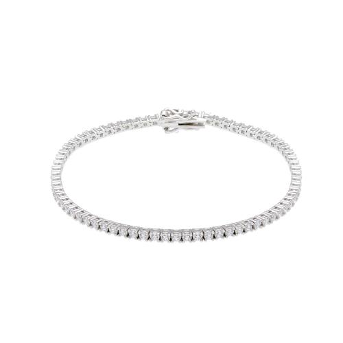 Bracciale tennis in argento con cubic zirconia, 2,5 mm., 16 cm.