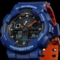 G-Shock serie GA-100, blu/arancio