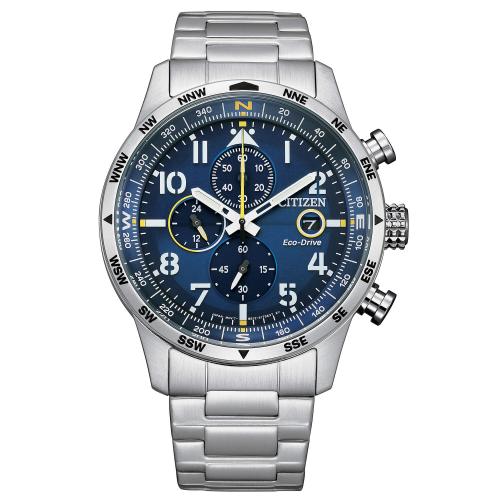 Cronografo Eco-Drive serie Aviator, quadrante blu