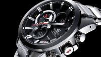 Orologio uomo in acciaio, connessione Bluetooth, quadrante nero, solare