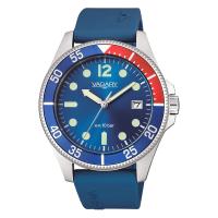 Solo tempo in acciaio, 41 mm., quadrante blu, cinturino silicone blu