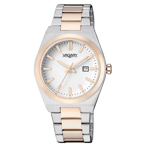 Solo tempo donna acciaio bicolore rosÃ¨, 32 mm., quadrante bianco