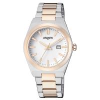 Solo tempo donna acciaio bicolore rosè, 32 mm., quadrante bianco