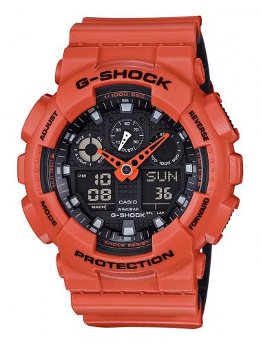 G-Shock serie GA-100, arancio/nero