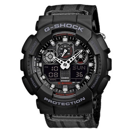 G-Shock serie GA-100, nero, cinturino tela