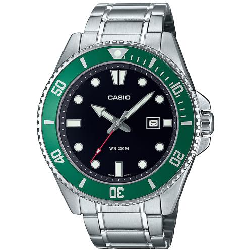 Orologio analogico uomo 200 m., acciaio, verde